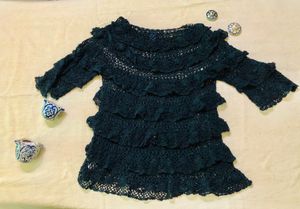 Black Wool Mesh Top