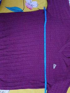 Burgundy V-Neck Knit Sweater