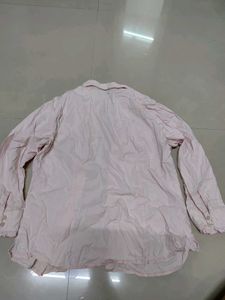 Pink Ruffle Front Button-Down Top