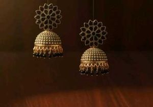 Black Stone Jhumka Earrings