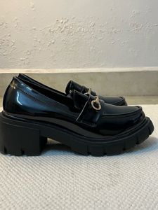 Black Chunky Loafers with Accessory Detai