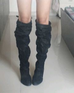 SSS Black Suede Knee High Boots