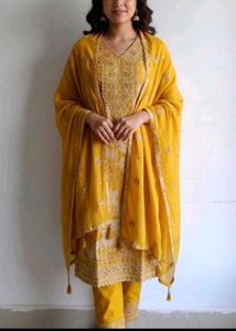 Elegant Yellow Embroidered Kurta Set
