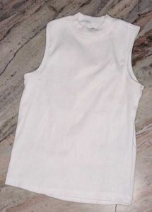 White Sleeveless Mock Neck Top