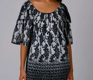 Off Shoulder Ikkat Tunic Top Xl Size