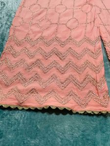 Peach Embroidery Sharara
