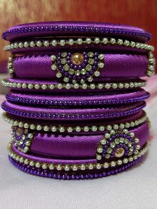 💜 Purple Colour Silk Thread Bangles
