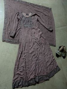 Muave Gown With New Sandal