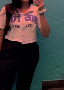 White Shirt Crop Top