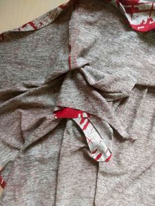 Unique Red &amp; Gray Patchwork Top