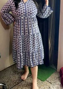 Blue Floral Print Maxi Dress