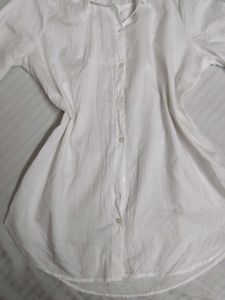 H&amp;M White Oversized Button-Down Shirt