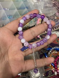 Purple Beaded Charm Bracelet