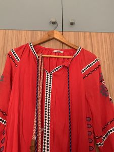 Coral Tiered Shift Dress