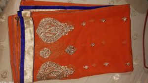 Orange Embroidered Saree