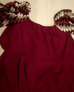 Maroon Off-Shoulder Blouse
