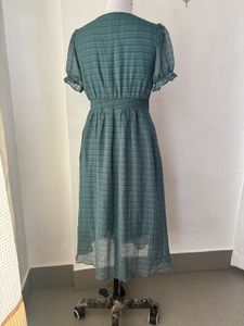 Green Checkered Midi Dress