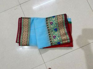 Blue Little Transperent Saree
