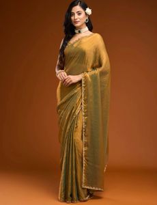 Elegant Gold Shimmer Saree