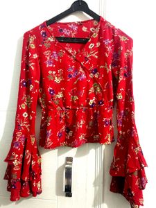 Floral Red Top