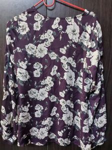 Purple ROSE Print Shirt