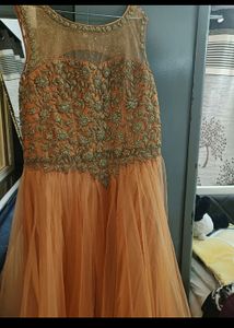 Heavy Golden Thread Work Silk Netted Gown