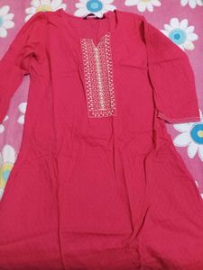 Peach pink Embroidered Kurta