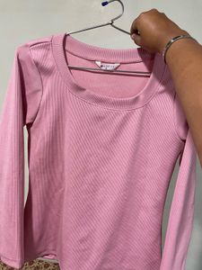 Pink Ribbed Knit Top