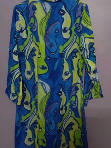 Abstract Face Print Shirt Dress