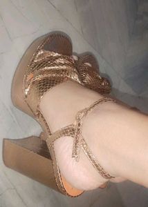 Gold Snakeskin Platform Heels