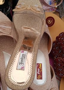 Sparkly Gold Fashion Slides