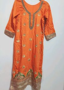 Orange Designer Plazo Suit With Dupatta 38 Bust
