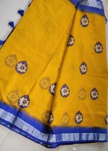 Organza Yellow Saree With Blouse