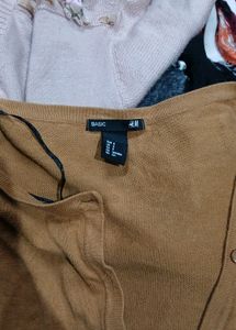 Hnm Basic Brown Button Up Cardigan Sweater