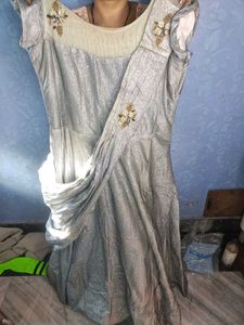 Elegant Silver Ethnic Gown