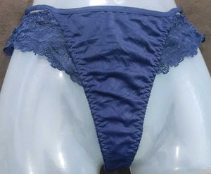 Blue Lace Detail Thong Panty 🖤