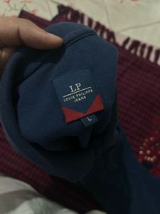 Louis Philippe Navy Blue Polo T-Shirt – Size L (Li