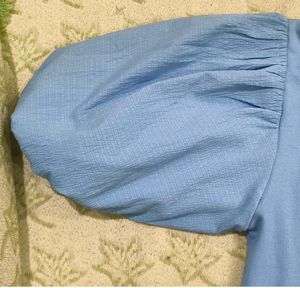 Blue Puff Sleeve Top