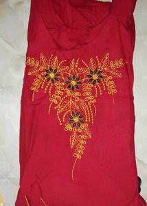 Red Embroidered Tunic Top