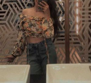Floral Long Sleeve Crop Top