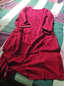 Maroon Embroidered Kurti