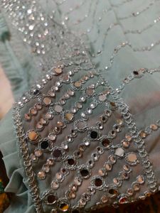 mirror work new style Saree with blouse piece