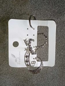 Silver Tone Hoop Earring Set