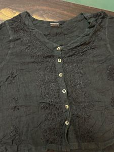 Cute Black Button-Up Top