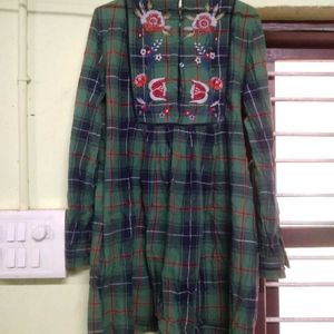 Plaid Embroidered Dress
