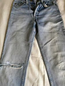 Knee Cut Straight Fit Denim