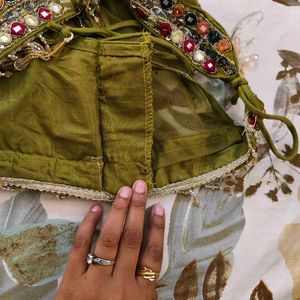 Embroidered Olive Green Blouse
