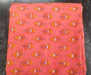 Floral Print Fabric - Orange &amp; Pink 4.5mtr