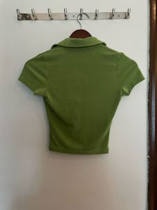 Green Velvet Button-Up Top