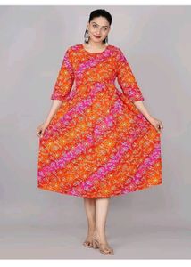 Colorful Printed Bandhej Midi Dress